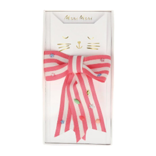 Pink Stripe Bow Clip