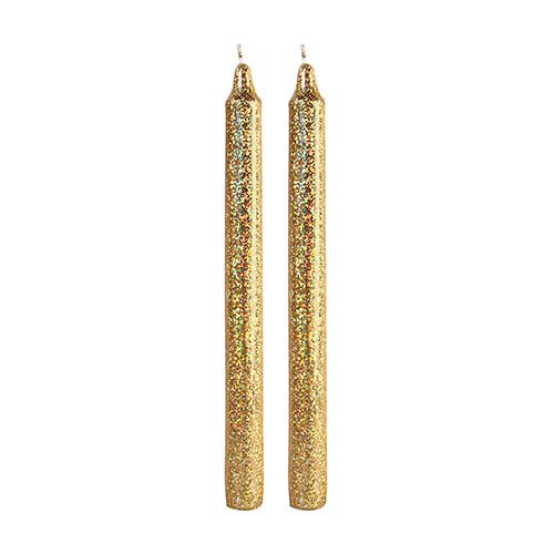 Candle Glitter Gold (set of 2)