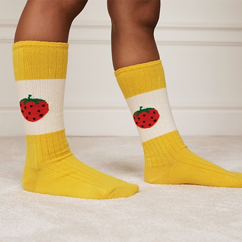 Strawberry Ribbed Socks (yellow)
