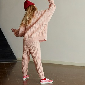 [5/6y]Pink Cable Knitted Pants #300