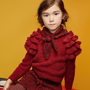 [8/9y]Boucle Ruffle Sweater (cranberry)