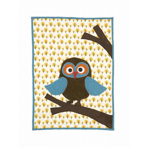 ferm living organic owl quilted blanket
