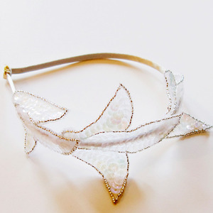 Sequins Feather Hairband (white)
