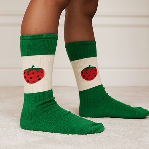 Strawberry Ribbed Socks (green)