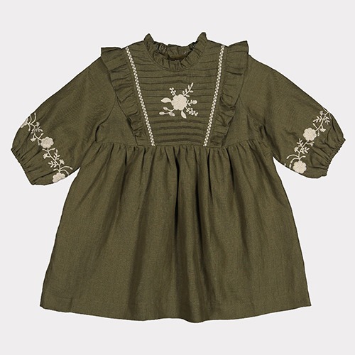 [5/7y]Salisbury Embroidered Dress (moss green)