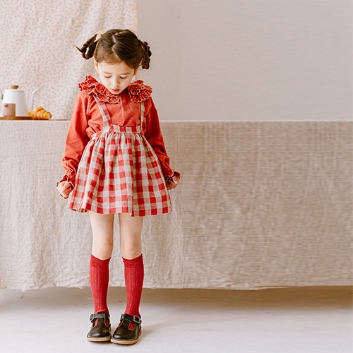 [5/7y]Rye Pinafore Skirt (red plaid)