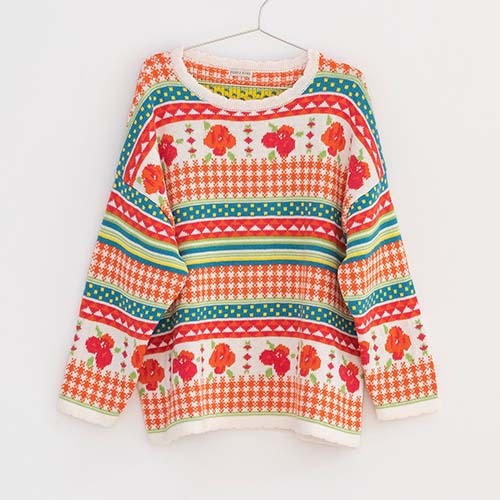 [10/11y]Flower Knit Sweater