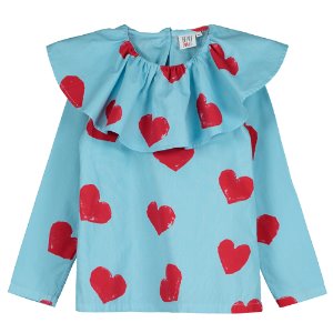 [4/6y]Collared Top (red heart)