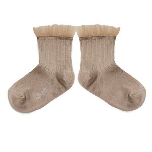 Margaux Tulle Ankle Socks #226 Petite Taupe
