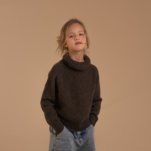 [10/12y]Sweater with coll (dusty choco)