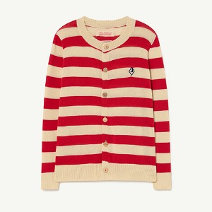 [6/10y]Stripes Toucan Cardigan red 23066-038-CE