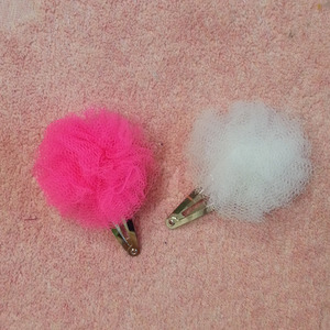 Tulle Pom Barrettes (2colors)