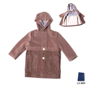 bi-texture hooded duffle coat